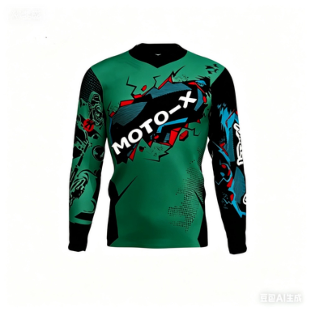 Cycling - เสื้อกีฬาแขนยาวธีม MOTO-X ระบายอากาศได้ดี สวมใส่สบายสำหรับการปั่นจักรยาน การฝึกซ้อม ฟิตเนส
