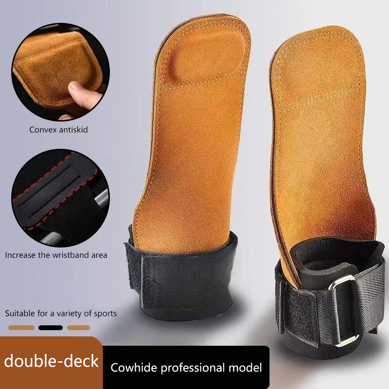 Wrist Wraps Weightlifting Support - ถุงมือฟิตเนสสำหรับออกกำลังกายพร้อมสายรัดข้อมือสำหรับผู้ชายและผู้หญิง; หนัง PU สองชั้นสำหรับยกน้ำหนัก, วิดพื้น, การฝึกดึงข้อ