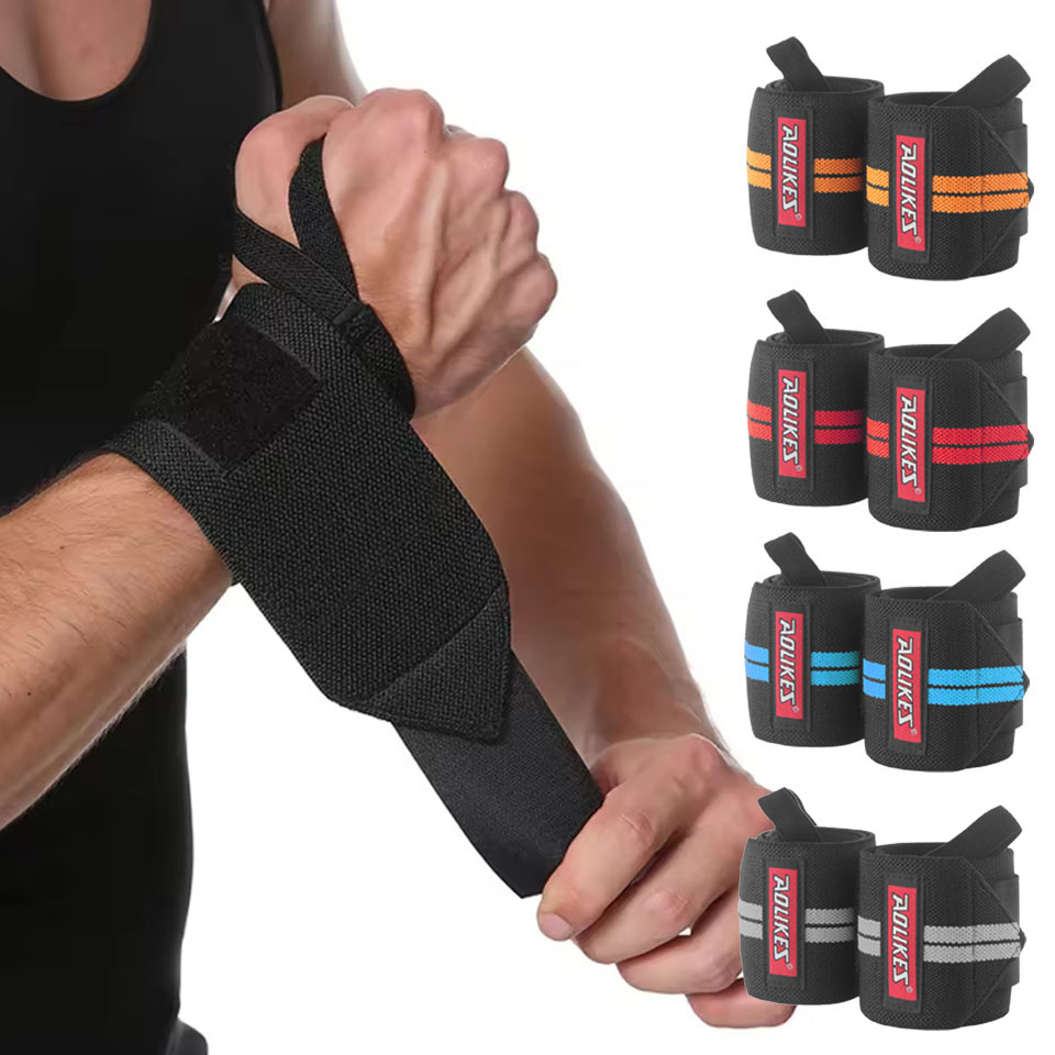 Wrist Wraps Weightlifting Support - สายรัดข้อมือ AOLIKES สำหรับฟิตเนส ยกน้ำหนัก ออกกำลังกาย สายรัดข้อมือแบบมีแผ่นรองนิ้วหัวแม่มือ