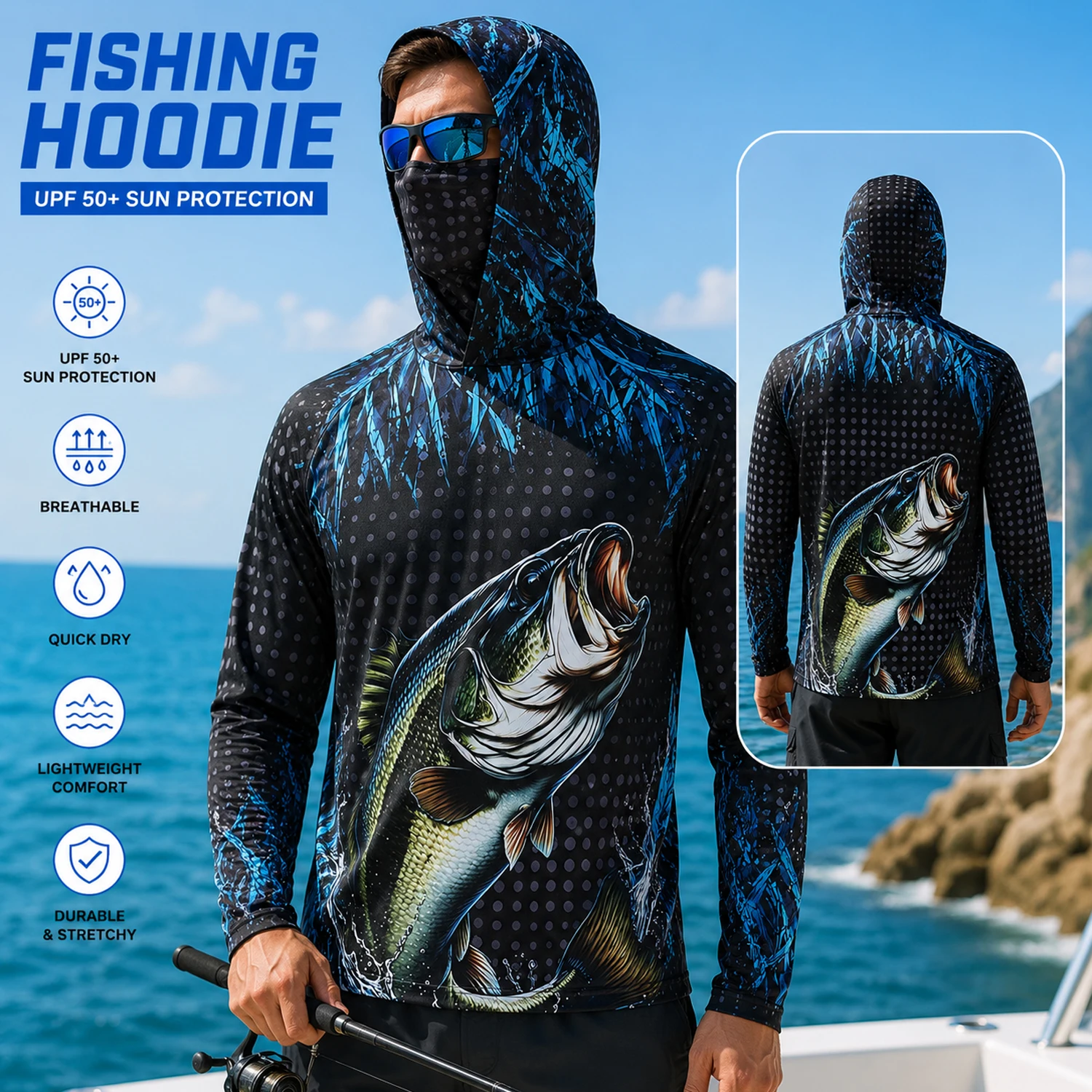 เสื้อฮู้ดตกปลาสำหรับผู้ชาย UPF - Hiking บทวิจารณ์และราคา